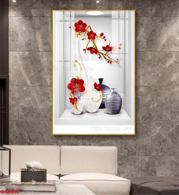 File gốc File tranh bình hoa 5D ô trưng bày đèn rọi B5D258 (PSD/TIFF) độ phân giải cao