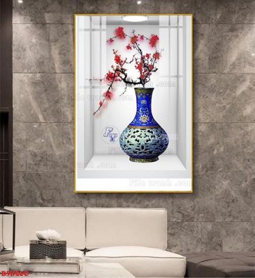 Download file gốc File tranh bình hoa 5D ô trưng bày đèn rọi B5D260 (in mica) trang trí