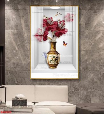 File ảnh File tranh bình hoa 5D ô trưng bày đèn rọi B5D270 (gốc) in poster