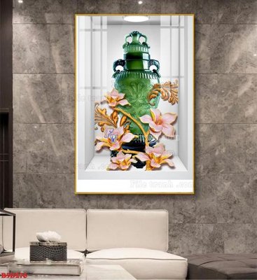 File PSD File tranh bình hoa 5D ô trưng bày đèn rọi B5D276 (gốc) tách lớp chi tiết