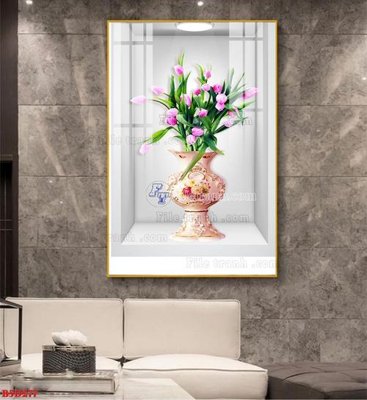 File gốc File tranh bình hoa 5D ô trưng bày đèn rọi B5D277 (vector) cho in ấn