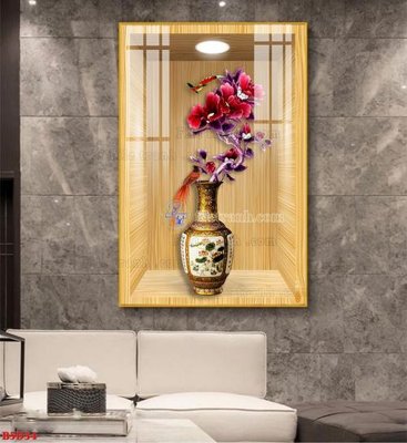 File in trần File tranh bình hoa 5D ô trưng bày đèn rọi B5D34 (bản gốc) 5D