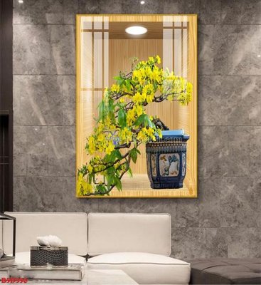 File in ấn File tranh bình hoa 5D ô trưng bày đèn rọi B5D356 (bản gốc) chất lượng cao