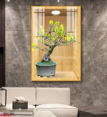 File gốc File tranh bình hoa 5D ô trưng bày đèn rọi B5D361 (in lụa) họa tiết 3D