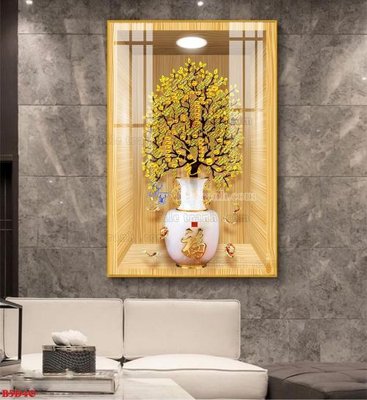 File ảnh File tranh bình hoa 5D ô trưng bày đèn rọi B5D40 (gốc) trang trí khách sạn