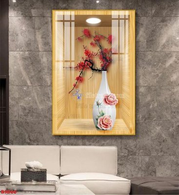 File gốc File tranh bình hoa 5D ô trưng bày đèn rọi B5D66 (chủ đề hiện đại) trang trí