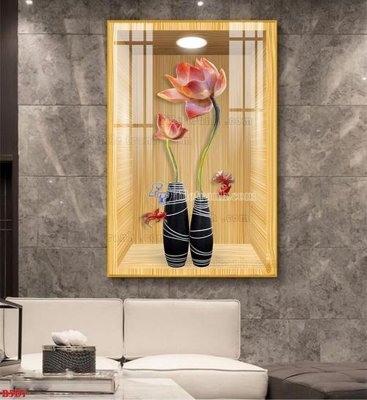 File in ấn File tranh bình hoa 5D ô trưng bày đèn rọi B5D7 (bản gốc) chất lượng cao