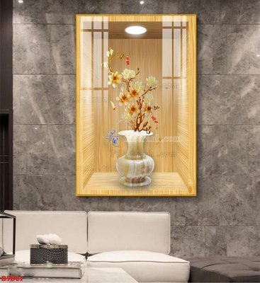 File tranh trang trí File tranh bình hoa 5D ô trưng bày đèn rọi B5D81 (file gốc)