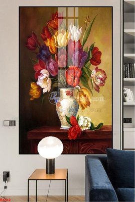 File gốc File tranh bình hoa B602 (in tráng gương) ốp tường