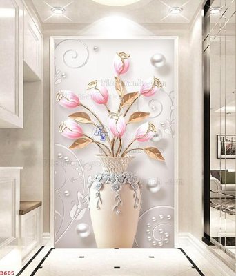 File tranh File tranh bình hoa B605 (gốc) in vải canvas