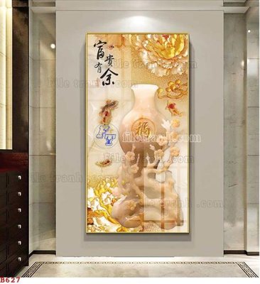 File in ấn File tranh bình hoa B627 (bản gốc) cao cấp