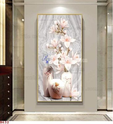 Ảnh mô tả file gốc in mica File tranh bình hoa B632