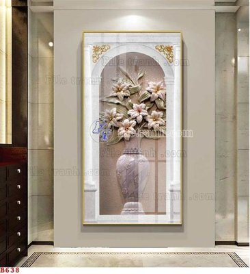 File tranh File tranh bình hoa B638 (gốc) in trên kính