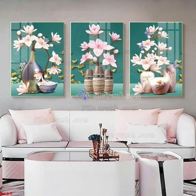 File in trần File tranh bình hoa B659 (bản gốc) phong cảnh