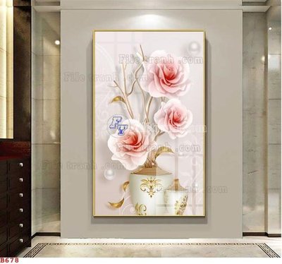 File ảnh File tranh bình hoa B678 (gốc) in Hiflex