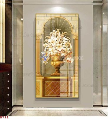 File in lụa File tranh bình hoa B711 (chất lượng cao) File tranh bình hoa B711