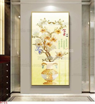 File in ấn File tranh bình hoa B721 (bản gốc) cao cấp