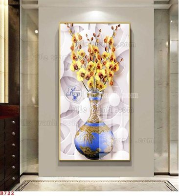 Tải file File tranh bình hoa B722 (gốc) in tranh tráng gương
