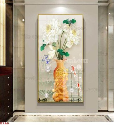 File in mica File tranh bình hoa B746 (ảnh gốc) đẹp