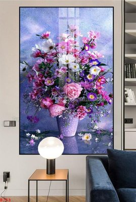 File in lụa File tranh bình hoa B753 (hoa văn) File tranh bình hoa B753