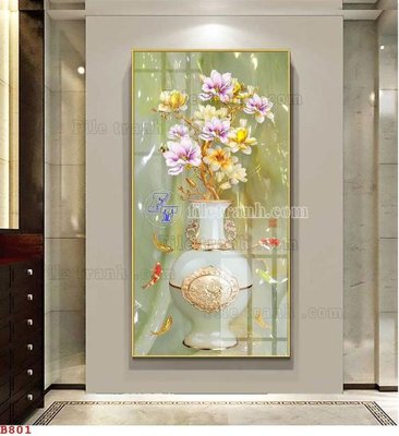 File in trần File tranh bình hoa B801 (file gốc) phong thủy