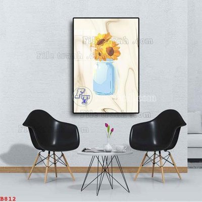 File in lụa File tranh bình hoa B812 (hoa văn) File tranh bình hoa B812