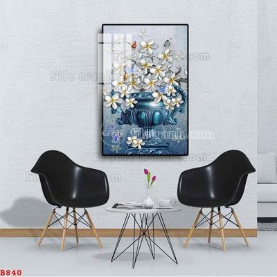 File in mica File tranh bình hoa B840 (ảnh gốc) đẹp