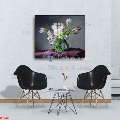 File ảnh File tranh bình hoa B848 (gốc) in decal dán tường