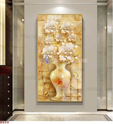 File ảnh File tranh bình hoa B859 (gốc) in biển hiệu