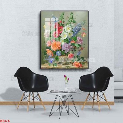 File gốc File tranh bình hoa B864 (in tráng gương) ốp tường