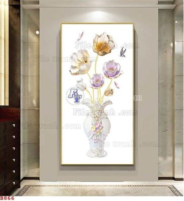 File in ấn cao cấp File tranh bình hoa B866 (file gốc)