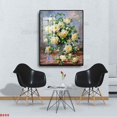 Ảnh gốc File tranh bình hoa B888 (siêu chi tiết) để in ấn