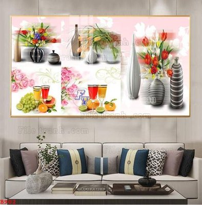 Hình ảnh file gốc File tranh bình hoa B902 (chất lượng cao)