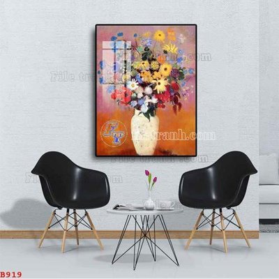 File ảnh File tranh bình hoa B919 (gốc) in PP, decal