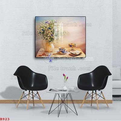 File ảnh File tranh bình hoa B923 (gốc) in PP, decal