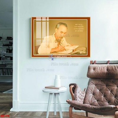 File gốc File tranh bác hồ in ấn BH174 (in lụa) hoa văn cổ điển