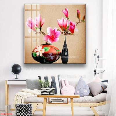 File gốc File tranh bình hoa B2009 (in lụa) tranh thuận buồm