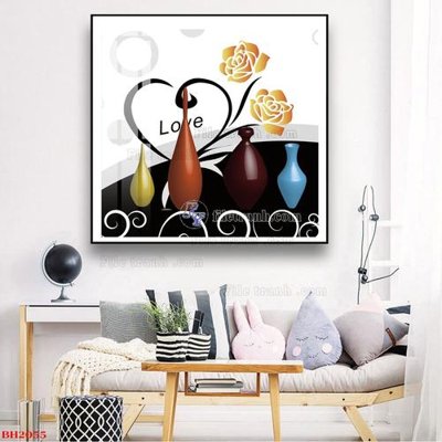 File gốc File tranh bình hoa B2055 (in tráng gương) ốp tường