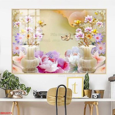 File in mica File tranh bình hoa B2072 (bản gốc) sắc sảo