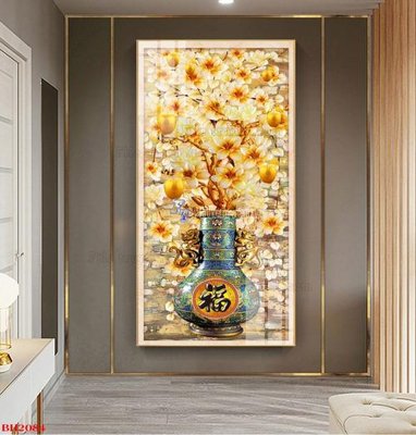 File gốc File tranh bình hoa B2084 (in lụa) tranh thuận buồm