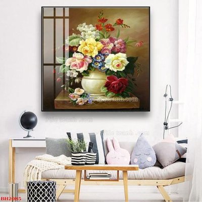 File in lụa File tranh bình hoa B2085 (hoa văn) File tranh bình hoa B2085