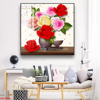 File PSD File tranh bình hoa B2088 (gốc) tách lớp chi tiết