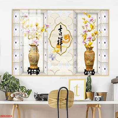 File tranh File tranh bình hoa B2091 (gốc) chủ đề thành phố