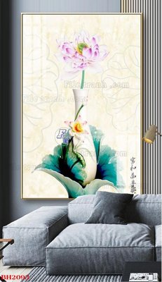 Hình ảnh file gốc File tranh bình hoa B2093 cho in UV