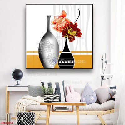 Hình ảnh file gốc in lụa File tranh bình hoa B2095