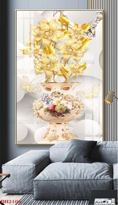 Download file gốc File tranh bình hoa B2104 (in lụa) tranh 3D