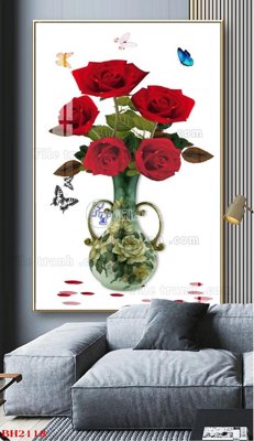 Download file gốc File tranh bình hoa B2118 (in lụa) tranh 3D