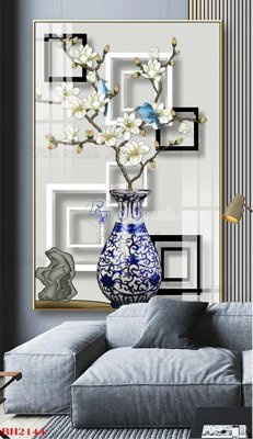 File in mica File tranh bình hoa B2144 (bản gốc) siêu trong