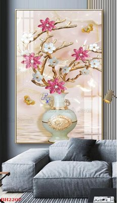 File in trần File tranh bình hoa B2207 (file gốc) xuyên sáng