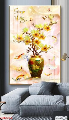 File gốc in tráng gương File tranh bình hoa B2244 chi tiết